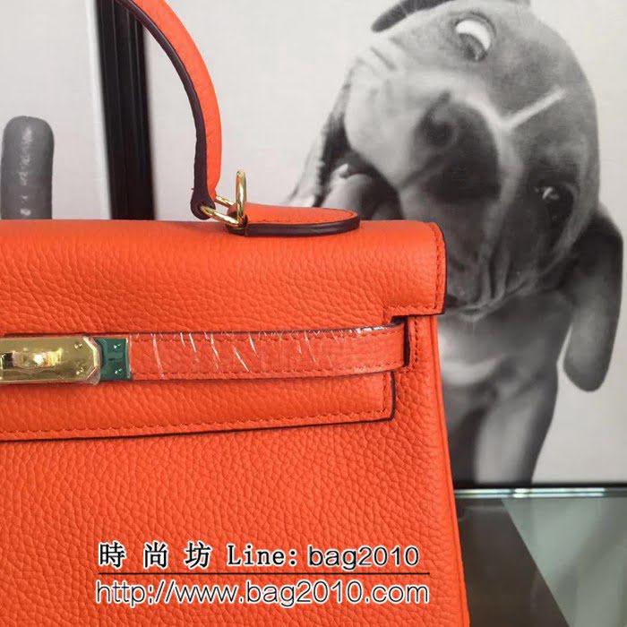 愛馬仕Hermes 頭層牛皮荔枝紋凱莉包 時尚手提包 0AM1147